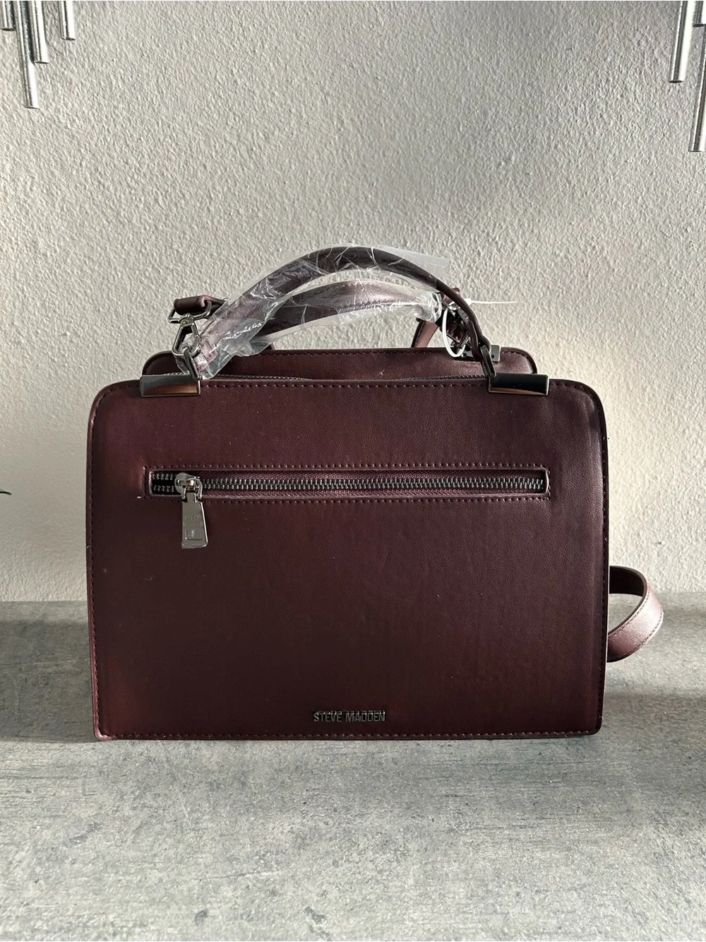 Steve Madden Burgundy Top-Handle Satchel